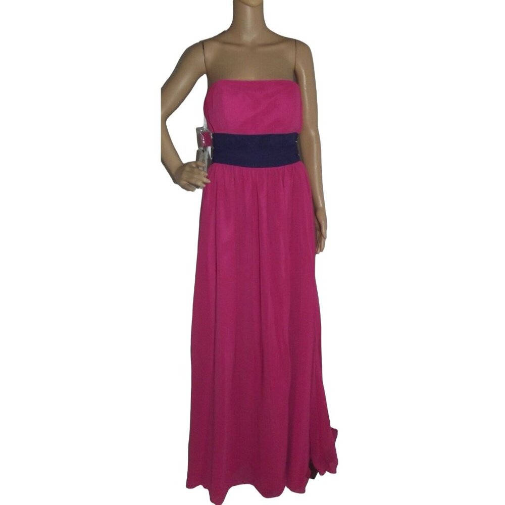 Pretty Maids Dress 12 Magenta Pink Purple Long Strapless Straps maxi bridesmaid